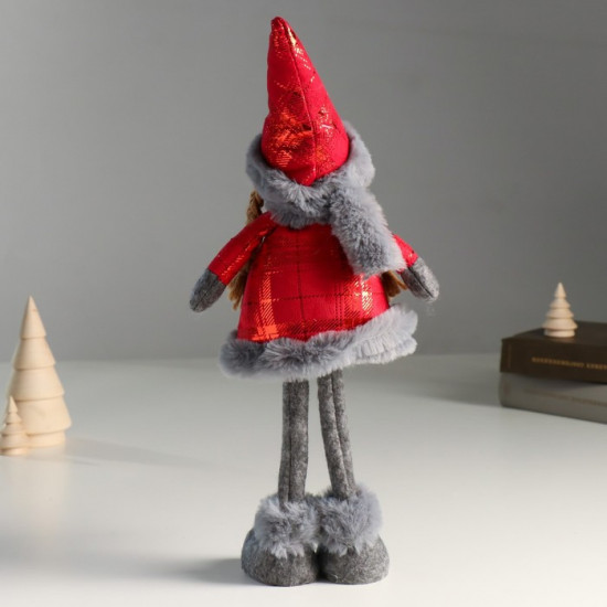 Кукла интерьерная текстильная «Ангелочек в красном платье с мехом»