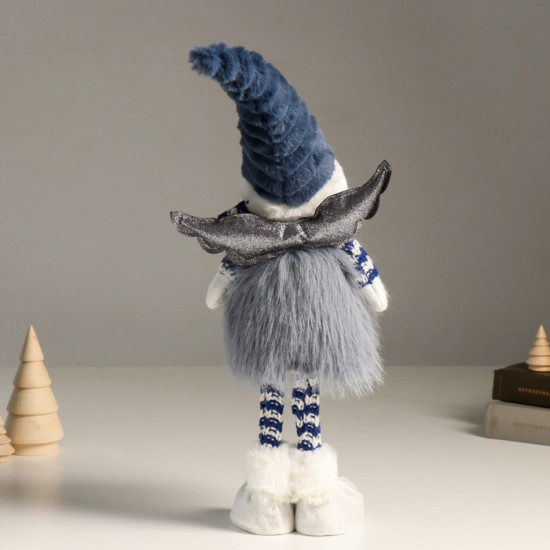 Кукла интерьерная текстильная «Ангелочек в серо-синем наряде, серебристые крылья»