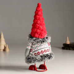 Кукла интерьерная текстильная «Дед Мороз в вязаном кафтане с узорами» - Фото 3