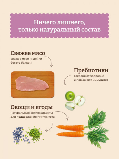 Корм беззерновой для щенков крупных пород со свежей индейкой, уткой, лососем «Turkey, Duck & Salmon»
