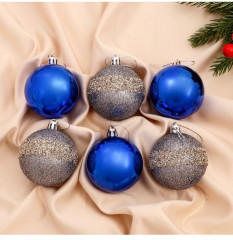 Набор шаров ёлочных «Дорофея полосы блеск» - Фото 1