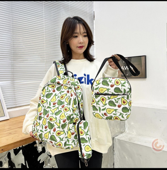 Рюкзак с сумкой и пеналом «Авокадо»