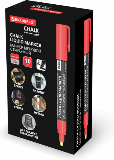 Маркер меловой, цвет красный