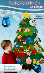 Новогодняя елка из фетра на стену - Фото 5