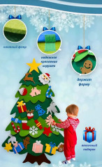 Новогодняя елка из фетра на стену - Фото 6