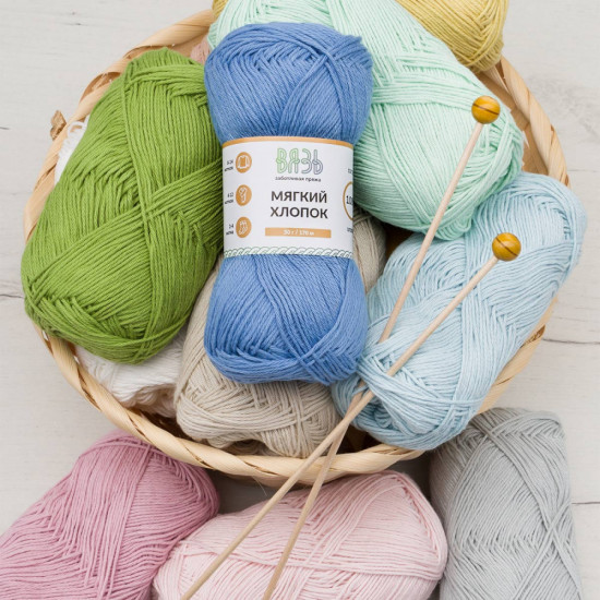 Пряжа для вязания «Мягкий хлопок», цвет 414 светлая мята