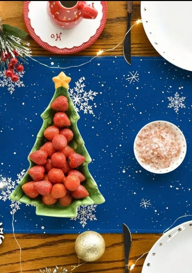 Новогодняя дорожка на стол со снеговиком «Let it Snow»