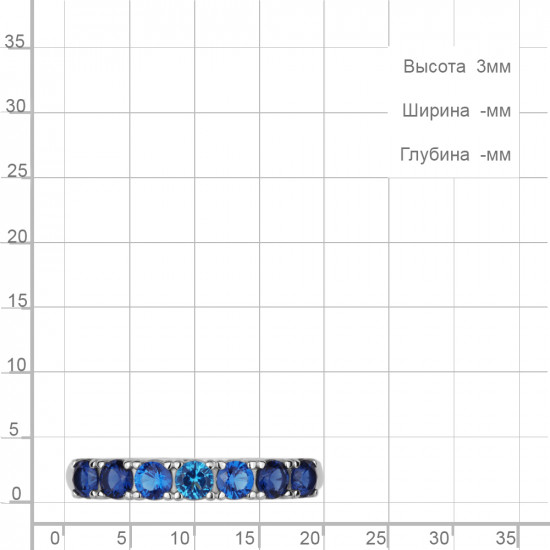 Кольцо из серебра с наносапфирами и нанотопазом