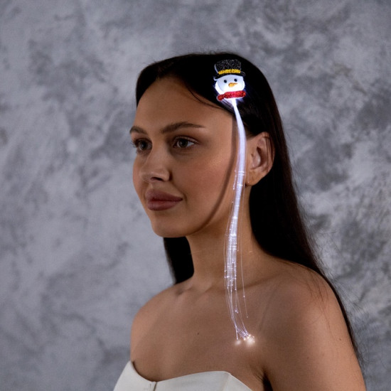 Заколка для волос светодиодная «Снеговик»