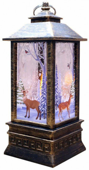 Декоративный светящийся фонарь с зимним рисунком