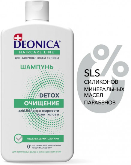 Бессульфатный шампунь для волос и жирной кожи головы «Detox очищение»