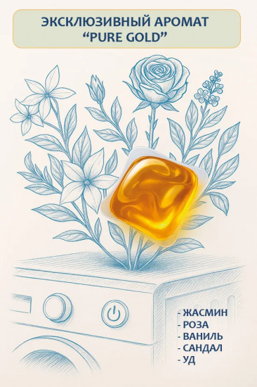 Капсулы для стирки с энзимами «Pure Gold»