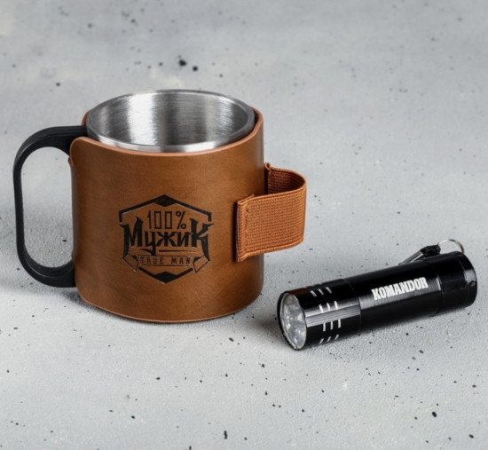 Кружка с фонариком «100% Мужик»