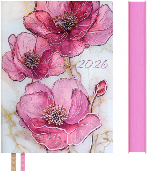 Ежедневник датированный на 2026 год «Розовые маки»