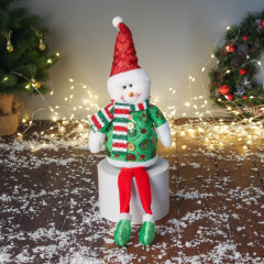 Игрушка мягкая «Снеговик в сияющем костюме с длинными ножками» - Фото 1