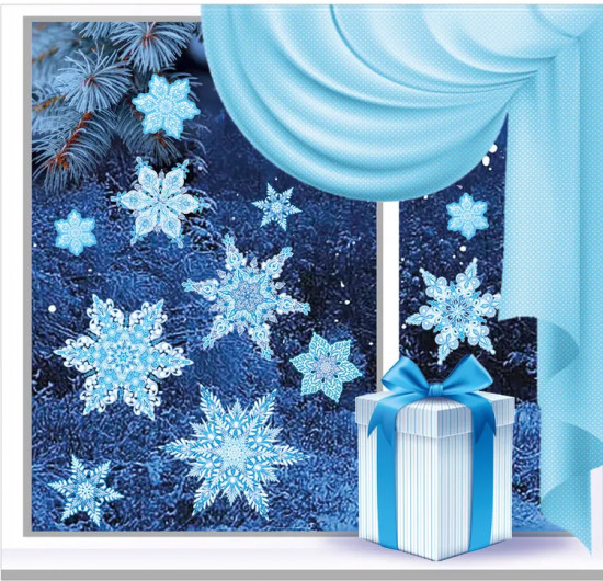 Наклейки для окон «Искристые снежинки»