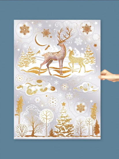 Наклейки для окон «Олени в лесу»