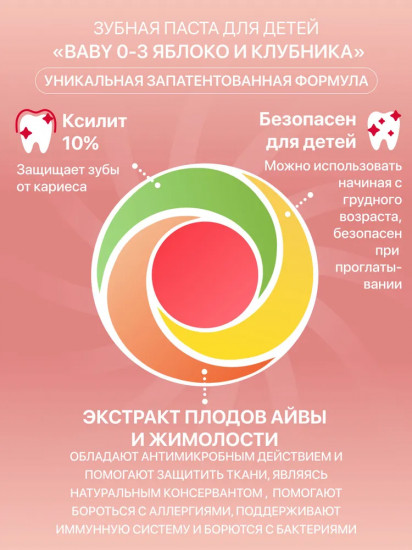 Зубная паста детская «Яблоко и клубника»