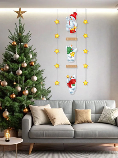 Гирлянда на нитях «Озорные снеговички»