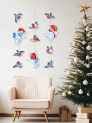 Гирлянда на нитях «Снеговики и снегири» - Фото 2