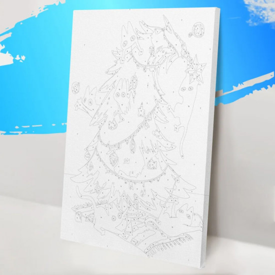 Картина по номерам «Кошки на елке»