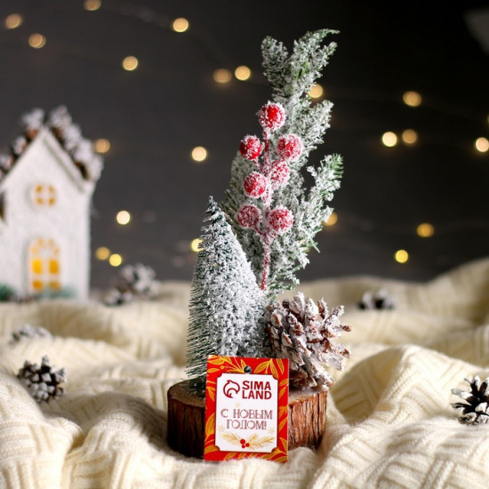 Композиция новогодняя «Ёлочка с веточками и шишкой»