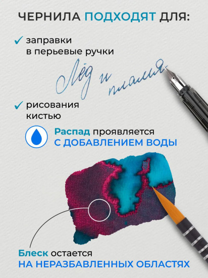 Чернила распадающиеся для рисования и каллиграфии, лед и пламя