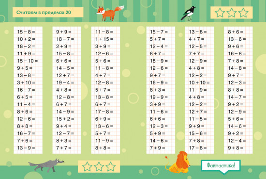 Математика. Учимся решать примеры и задачи. Счёт в пределах 20