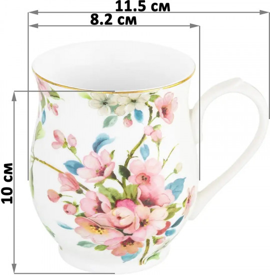 Набор кружек на подставке «Яблоневый цвет на белом»