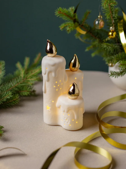 Фигурка новогодняя с подсветкой «Тройная свеча»