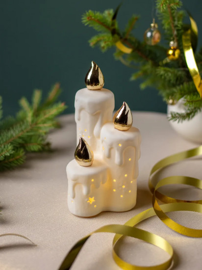 Фигурка новогодняя с подсветкой «Тройная свеча»