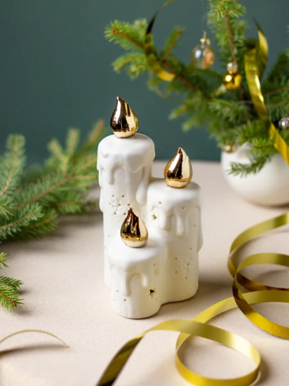 Фигурка новогодняя с подсветкой «Тройная свеча»