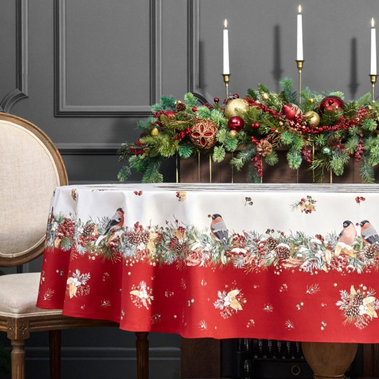 Скатерть овальная с пропиткой «Морозко. Снегири»