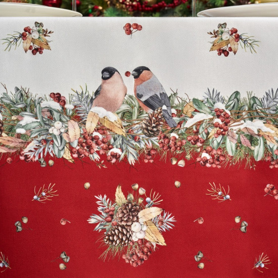 Скатерть овальная с пропиткой «Морозко. Снегири»