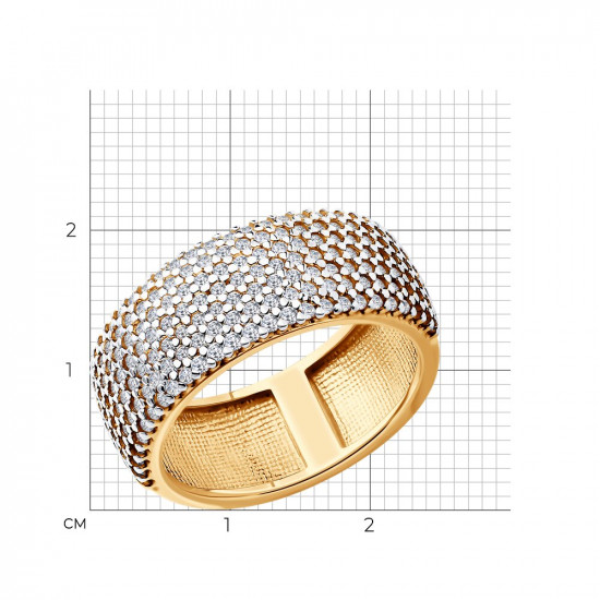 Кольцо из золочёного серебра с фианитами