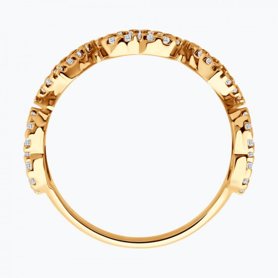 Кольцо из золочёного серебра с фианитами и эмалью