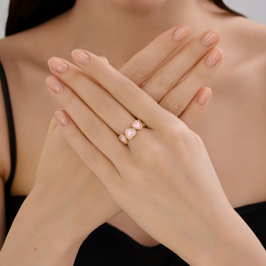 Кольцо из золочёного серебра с фианитами и эмалью