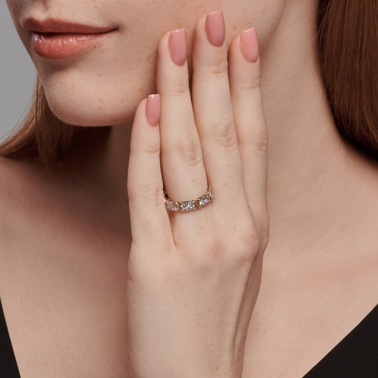 Кольцо из золочёного серебра с фианитами