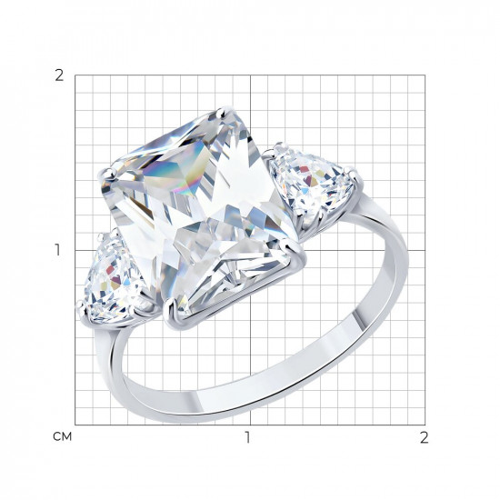 Кольцо из серебра с фианитами