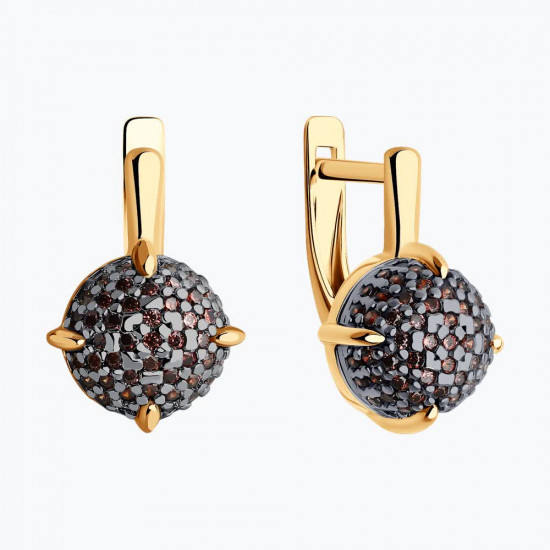 Серьги из золочёного серебра с фианитами