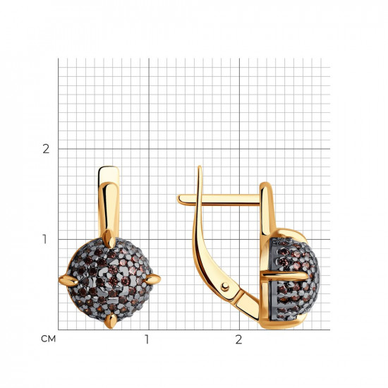 Серьги из золочёного серебра с фианитами