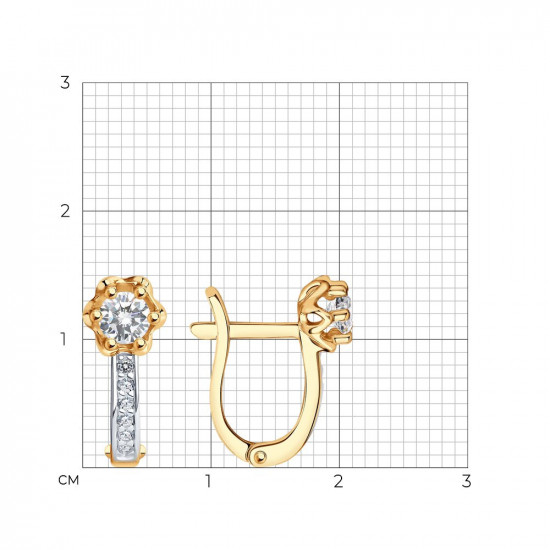 Серьги из золочёного серебра с фианитами