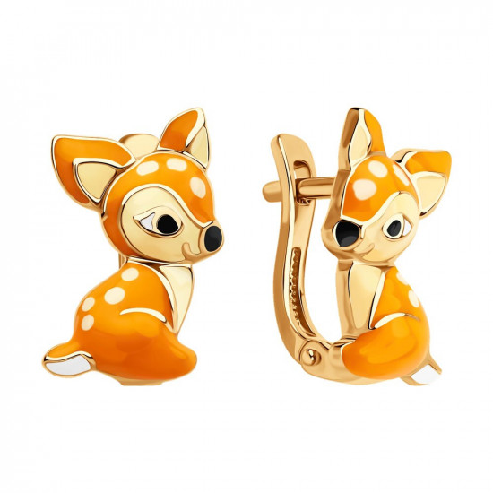 Серьги из золочёного серебра с эмалью