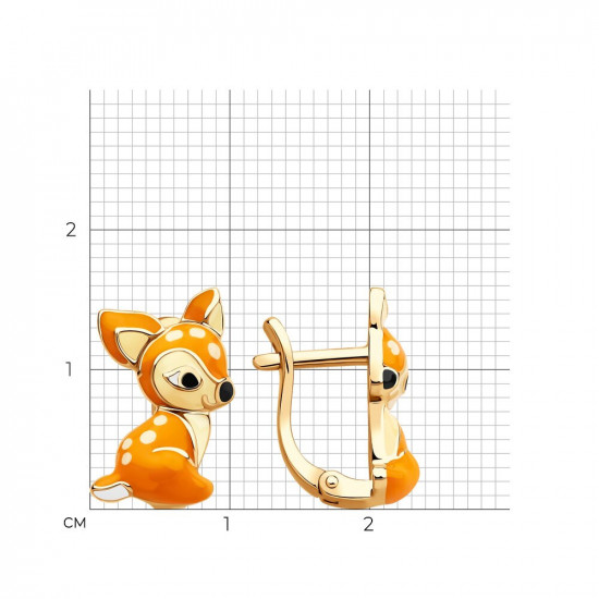 Серьги из золочёного серебра с эмалью