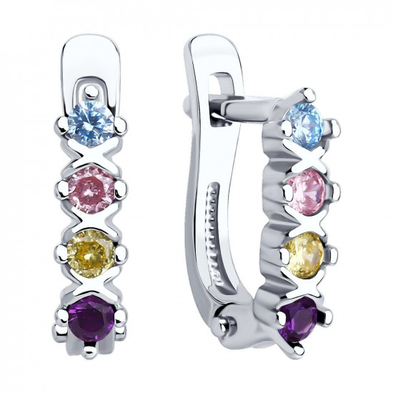 Серьги из серебра с фианитами