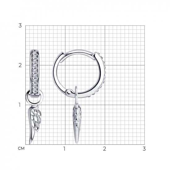 Серьги из серебра с фианитами
