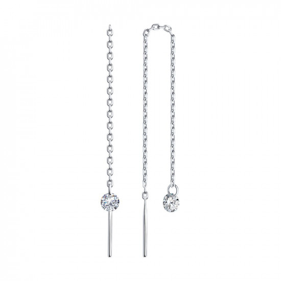 Серьги из серебра с фианитами