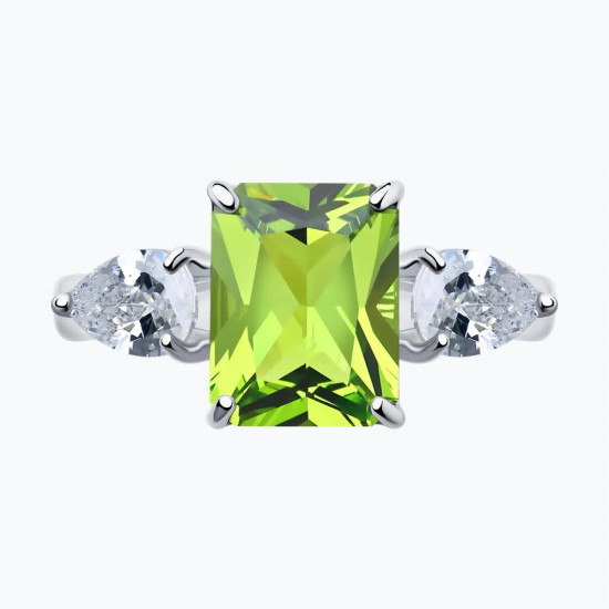 Кольцо из серебра с ситаллом и фианитами