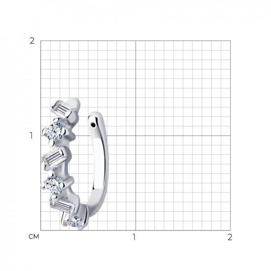 Серьга из серебра с фианитами