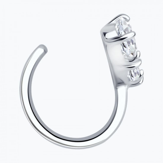 Серьга из серебра с фианитами